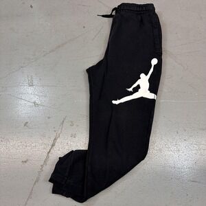 Jordan Sweatpants Mens Small Black Fleece Joggers Elastic Waist Jumpman Logo